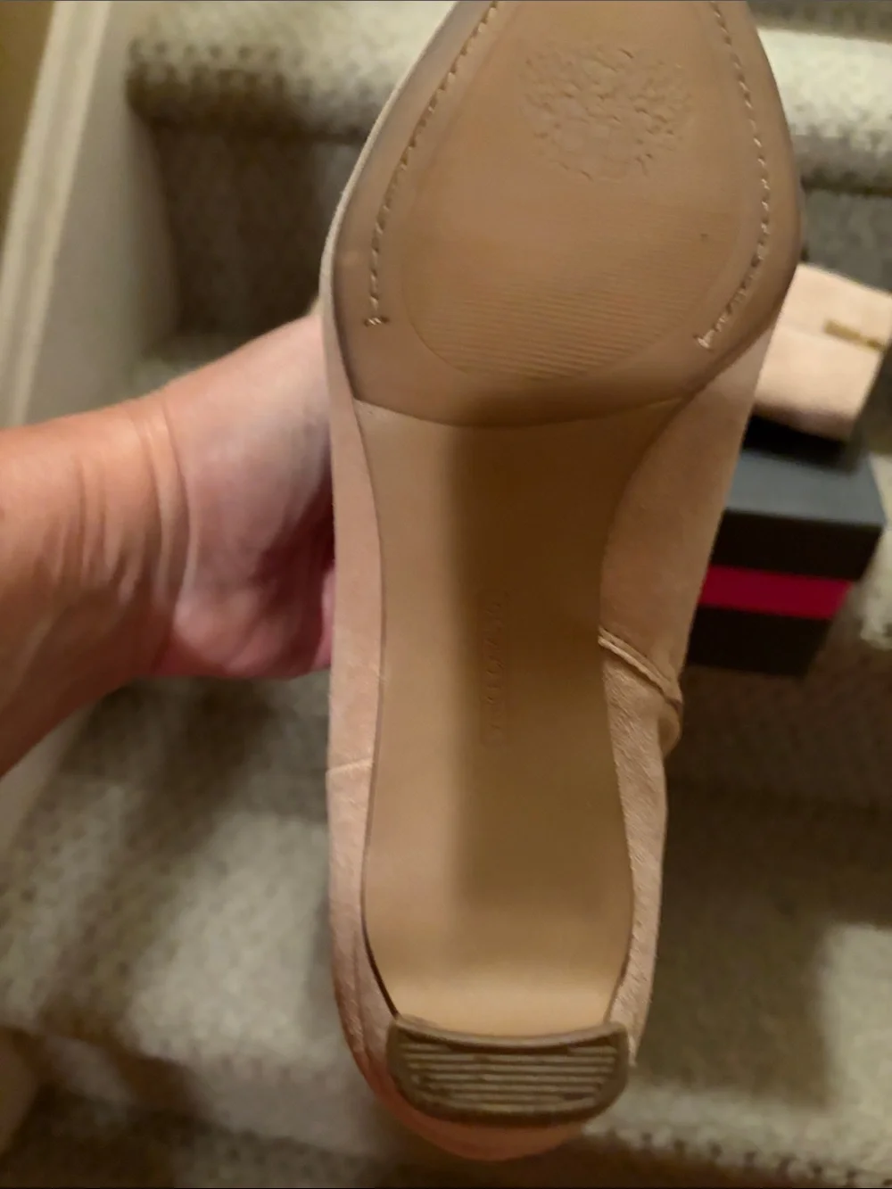 Vince Camuto Beige  Suede Almond-Toe Ankle Boots